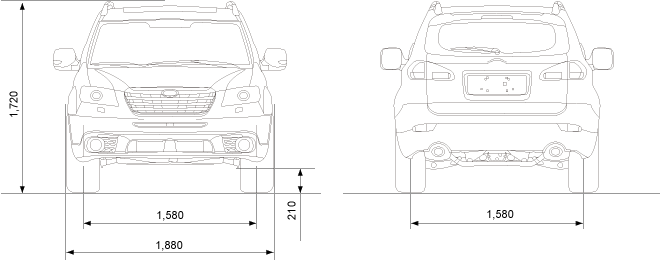 Subaru Tribeca размеры - Вид спереди