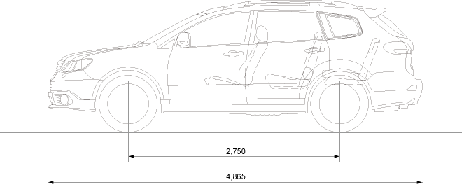 Subaru Tribeca размеры - Вид сбоку